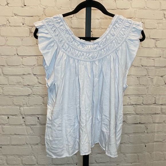 Free People We The Free Coconut Gathered Tee Top Size Small - Picture 4 of 6